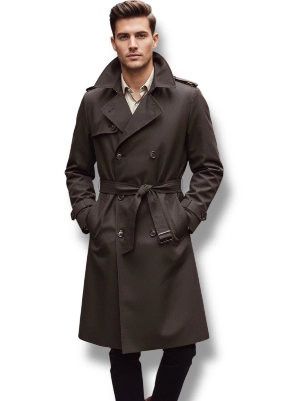 Towncraft Vintage Coat Gray Belted Trench Dark Academia Old Money Men's Size 40S